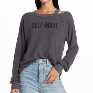 NWT Wildfox Self Made Cutout Baggy Sweatshirt in Grey